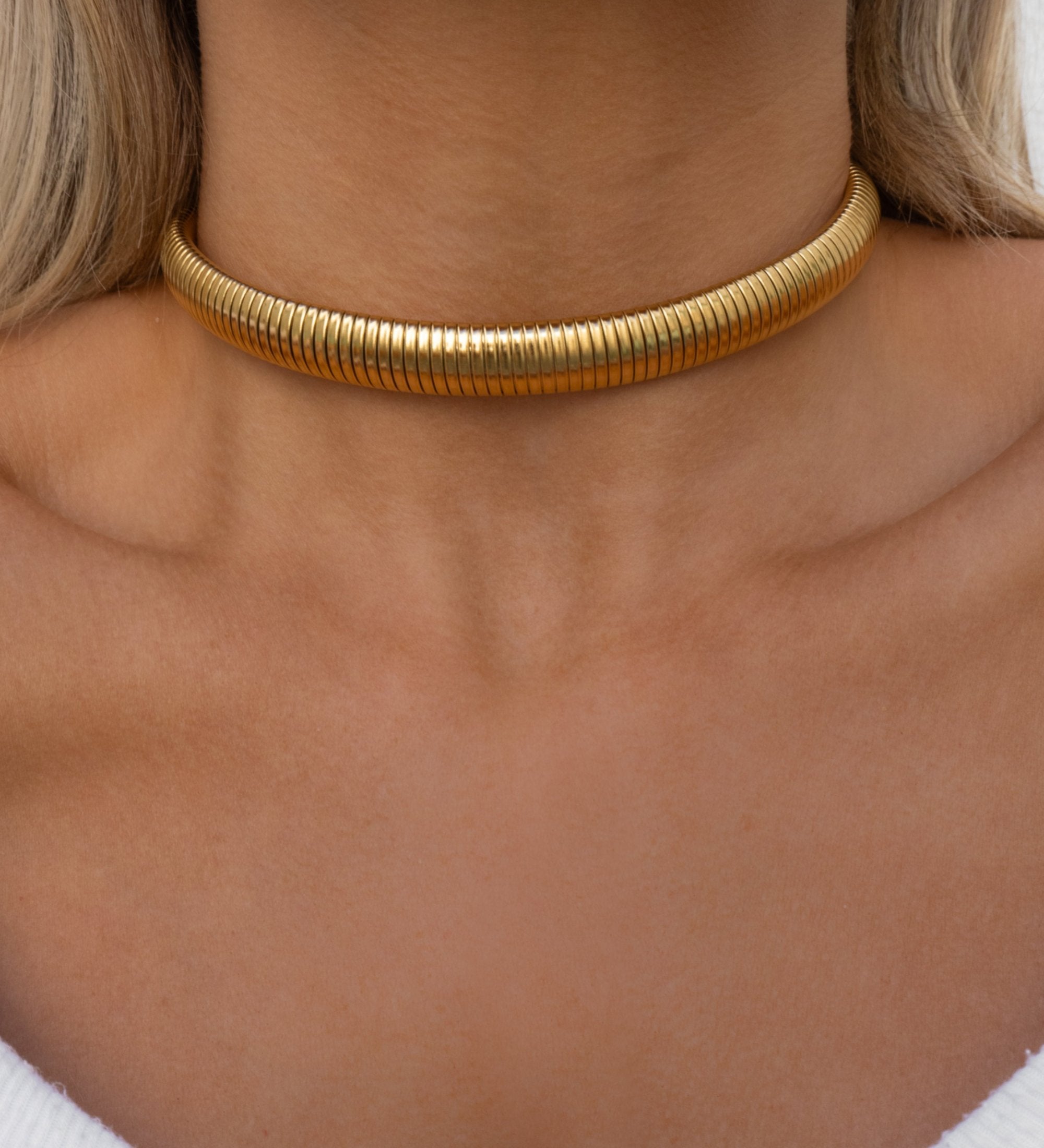 Choker Thick Gold Snake Chain Necklace Cobra Choker