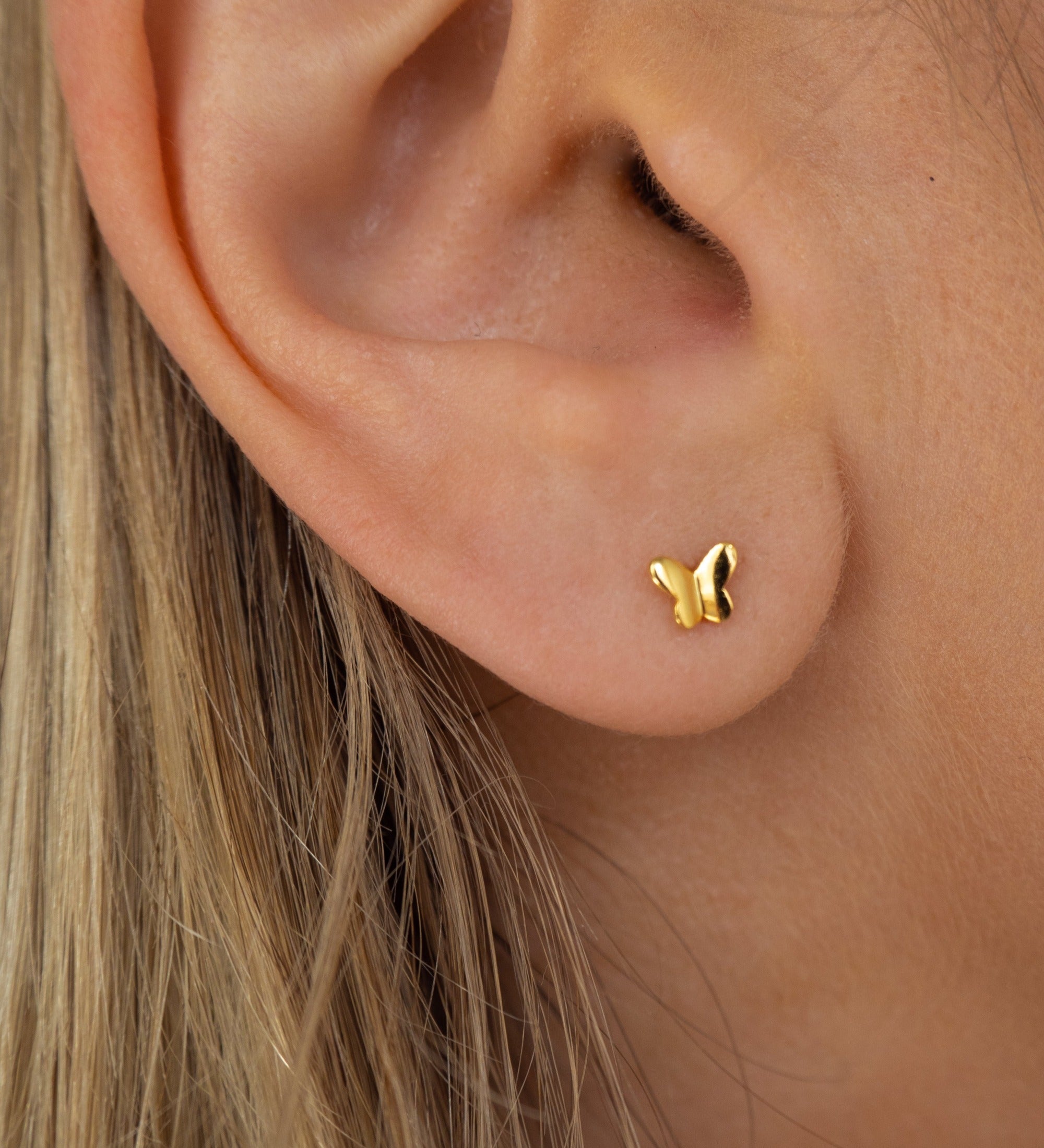 Tiny Butterfly Stud Earring, Mini Dainty Gold Butterfly Earrings, Minimalist butterfly deals earrings,Small Animal Earrings, solid gold earrings