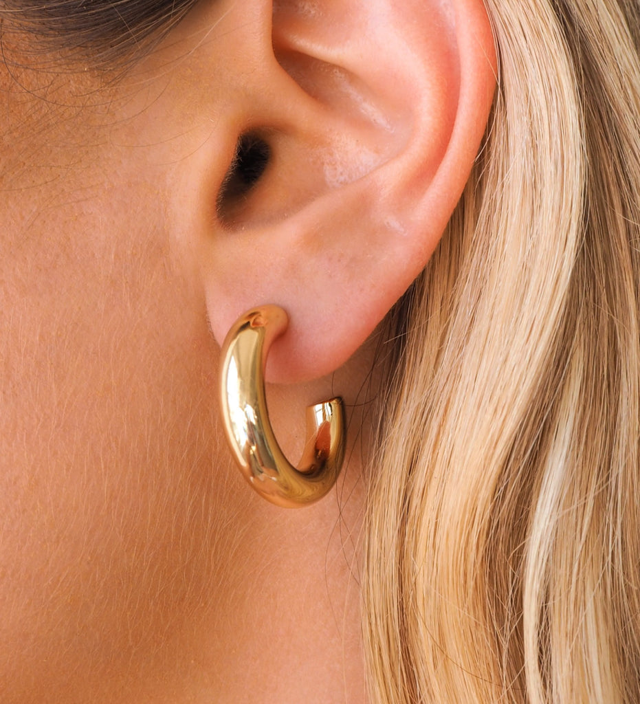 Small chunky gold hoops Clearance