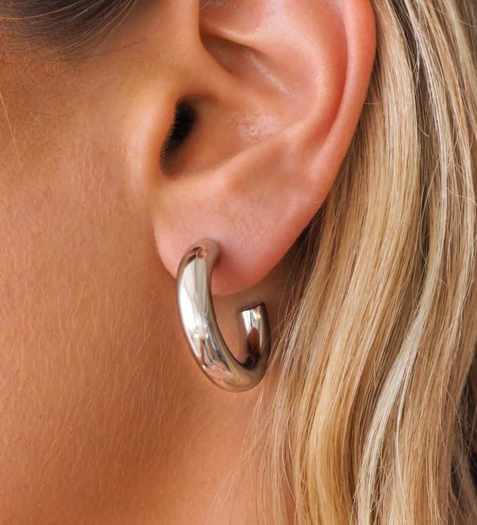 Chunky Silver Hoops  Small – JacqMaria Jewelry