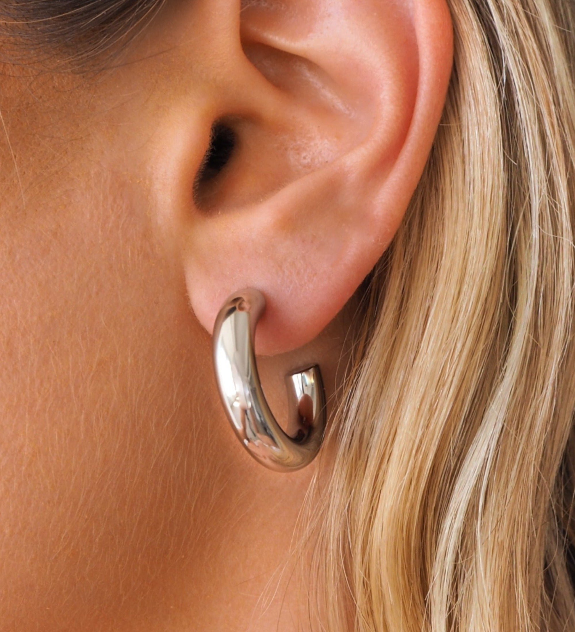 Chunky Silver Hoops | Small