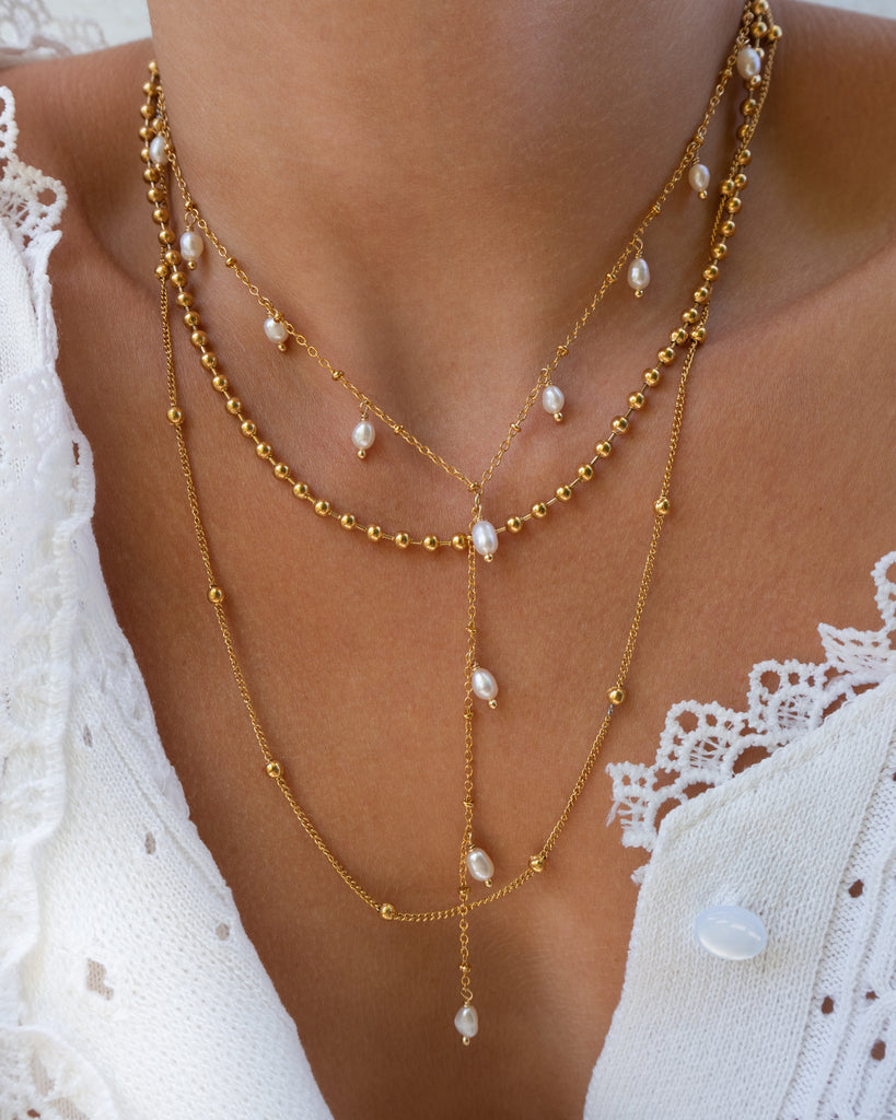 Sofia Pearl Chain Necklace - Dorado Gems