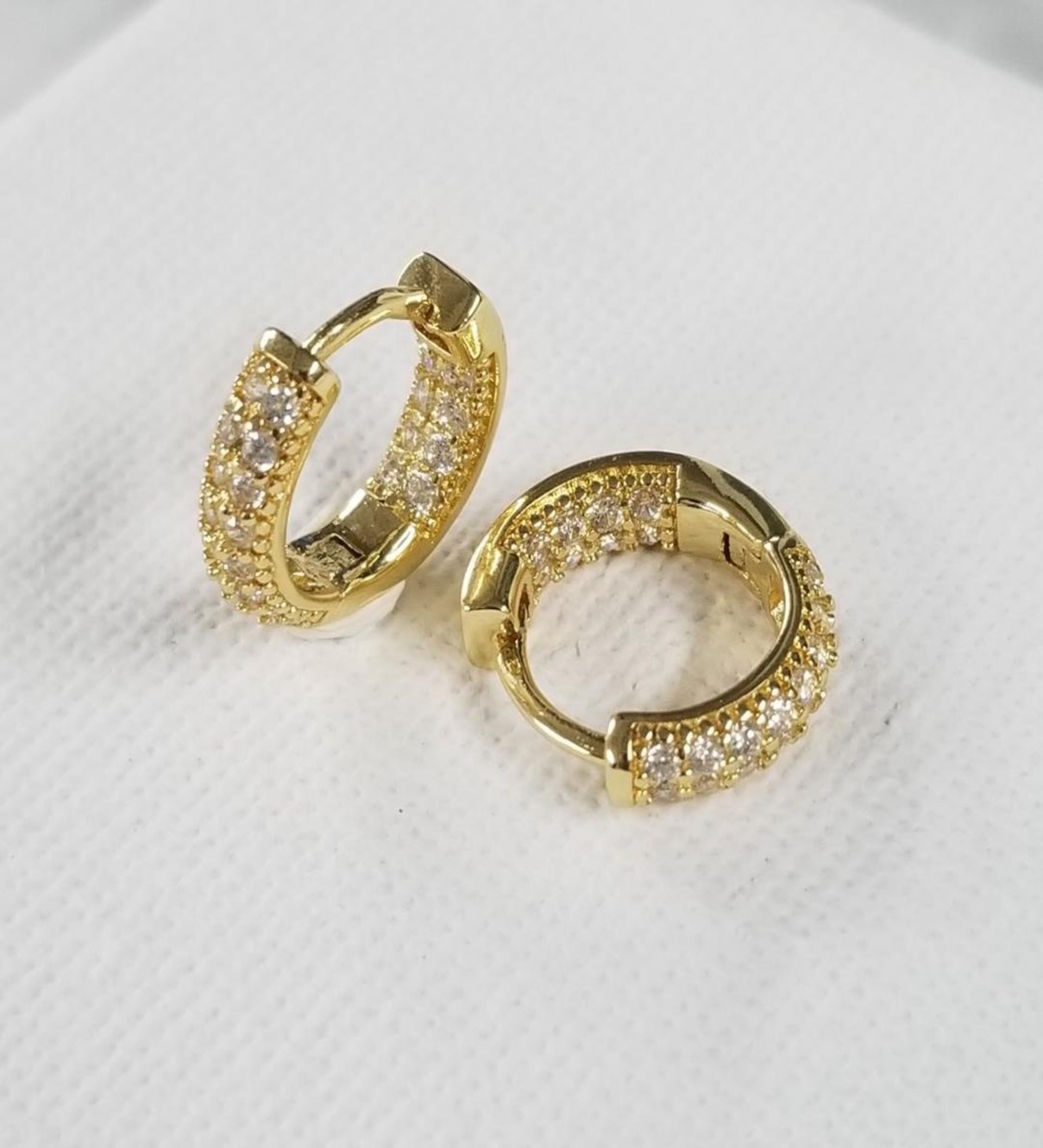 Pave Baby Hoops | Gold – JacqMaria Jewelry